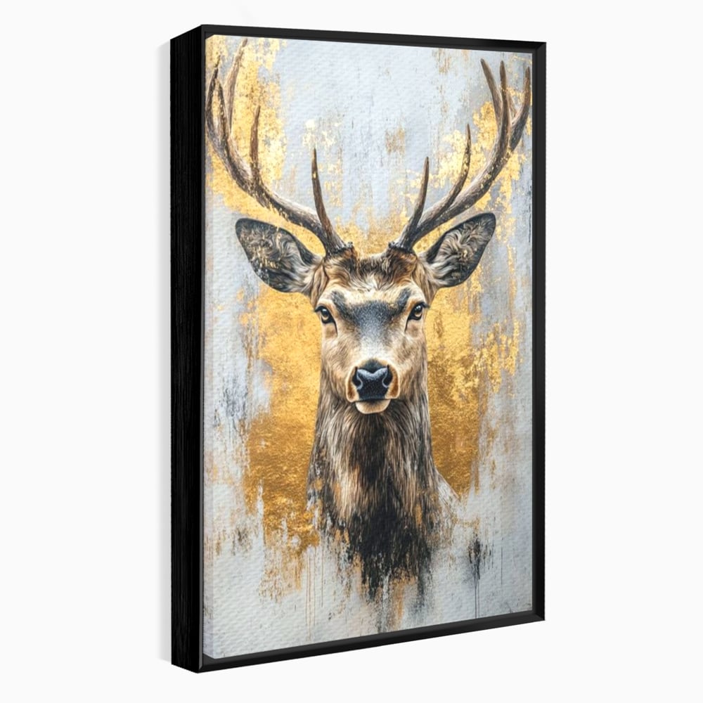 Tablou canvas cu tablou canvas cu cerb si accente aurii, in rama de aluminiu negru